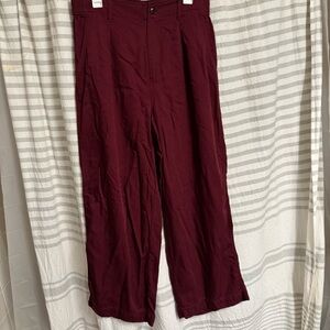 Madewell Deep Red Harlow Wide-Leg Pants